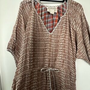 Ace & Jig Brown and Red Patterned Midi Dress